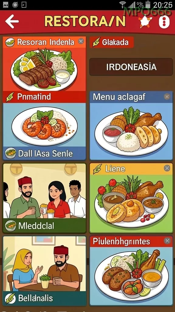 Cuplikan layar MPO999 — menu navigasi